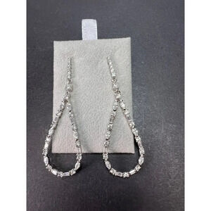 Open teardrop CZ sterling silver dangle earrings